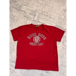 Hugo Boss Green Team T Shirt Mens XXL Red Graphic Logo Tee Casual Top